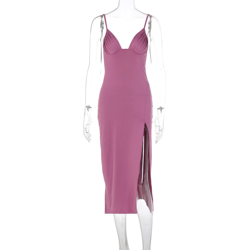 Strap Dress with Split Design 