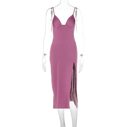 Strap Dress with Split Design 