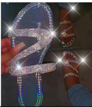 New bright diamond flat slippers