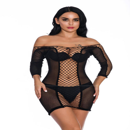 Lingerie Mid-sleeve Fishnet Short Skirt