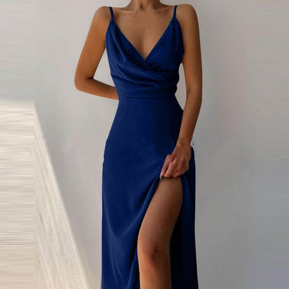 V-Neck Slit Sling Dress Summer 