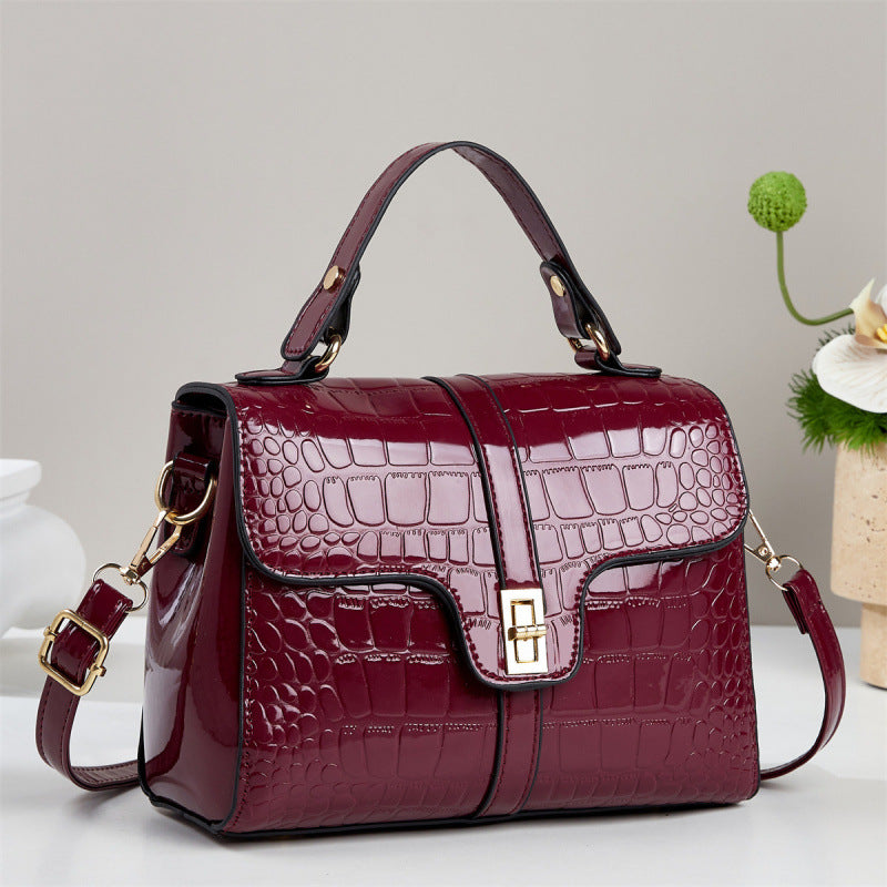 Sleek Stone-patterned Leather Crossbody Bag