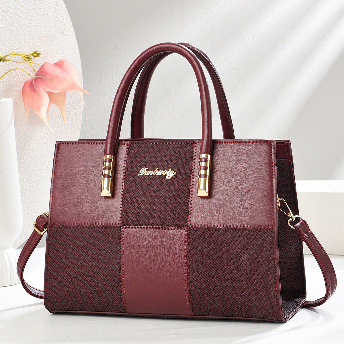 Stylish Tote Bag With A Bold Colour-block Patchwork Design