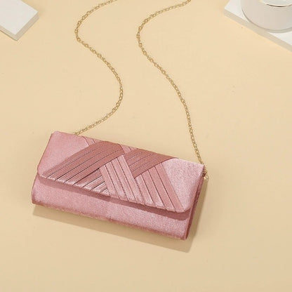 Elegant Striped Bag With Chain Shoulder Strap