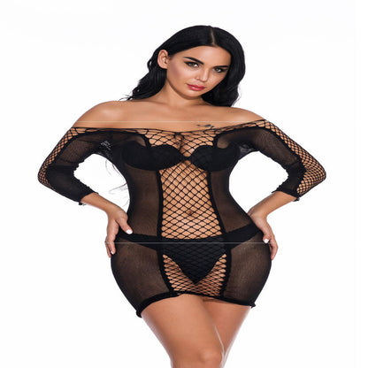 Lingerie Mid-sleeve Fishnet Short Skirt