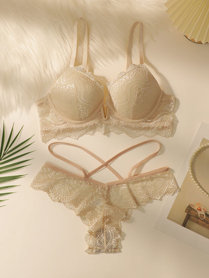 Lingerie Set, Sexy Lace Trim Lingerie Set