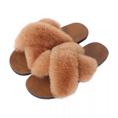 Cross hair flat bottom slippers
