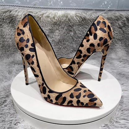 Suede Leopard Print High Heels For Women