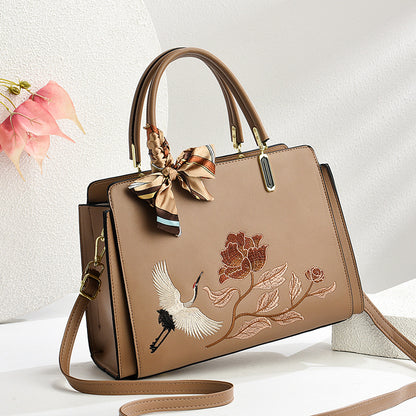 Chinese-Style National-Flair Embroidered Crane Bag