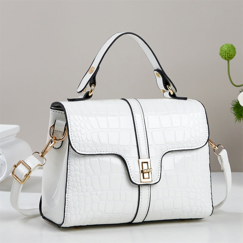Sleek Stone-patterned Leather Crossbody Bag