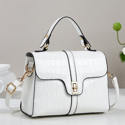Sleek Stone-patterned Leather Crossbody Bag