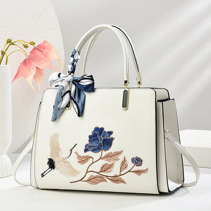 Chinese-Style National-Flair Embroidered Crane Bag