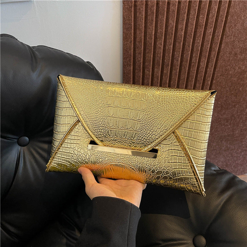 Versatile Trendy Crocodile-pattern Envelope Bag
