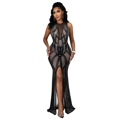 Mesh Rhinestone Fashion Dress