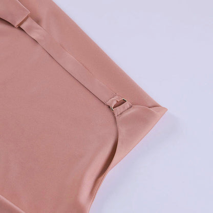 Satin Dress V Neck Backless Mini Sleeveless
