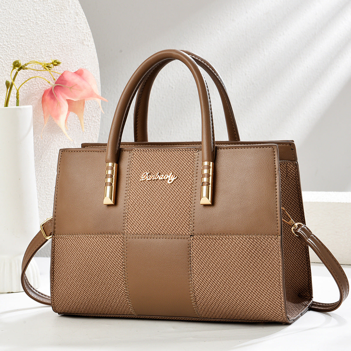Stylish Tote Bag With A Bold Colour-block Patchwork Design