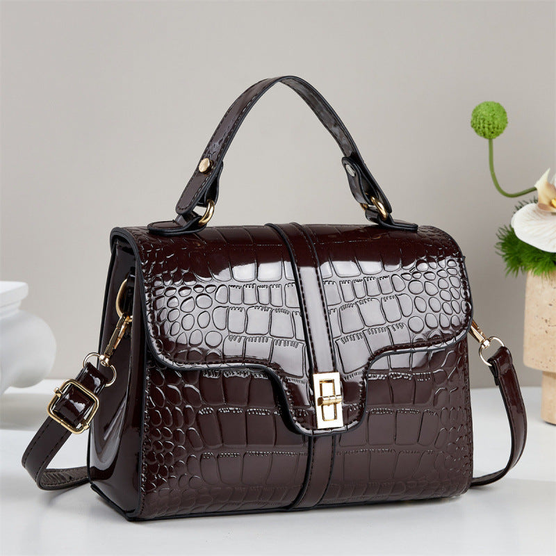 Sleek Stone-patterned Leather Crossbody Bag
