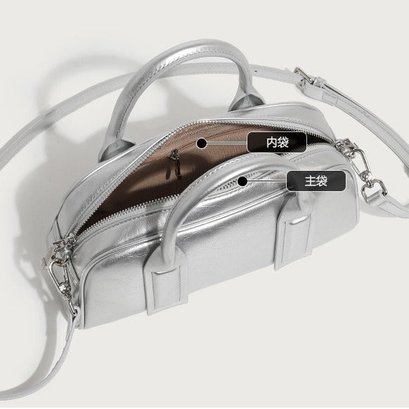 Soft Leather Simple Tote Crossbody Bag