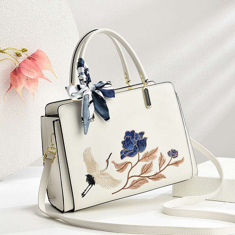 Chinese-Style National-Flair Embroidered Crane Bag