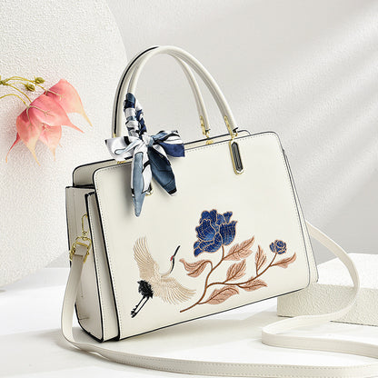 Chinese-Style National-Flair Embroidered Crane Bag