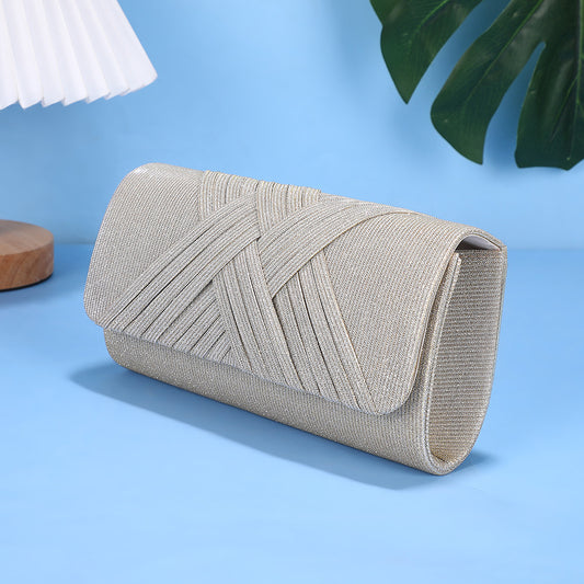 Elegant Striped Bag With Chain Shoulder Strap