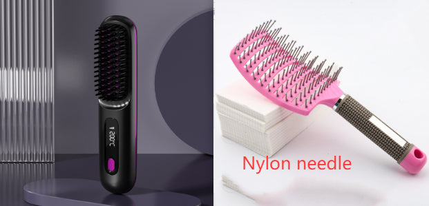 2 In 1 Straight Hair Comb Wireless Hair Straightener Brush Hair Fast Heating