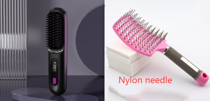2 In 1 Straight Hair Comb Wireless Hair Straightener Brush Hair Fast Heating