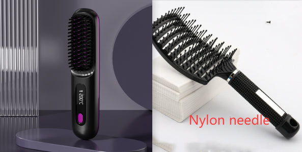 2 In 1 Straight Hair Comb Wireless Hair Straightener Brush Hair Fast Heating