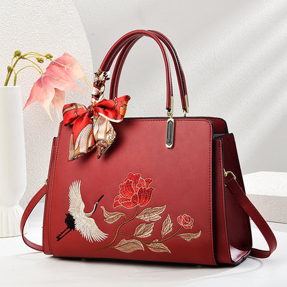 Chinese-Style National-Flair Embroidered Crane Bag