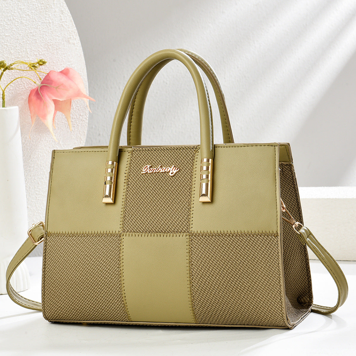 Stylish Tote Bag With A Bold Colour-block Patchwork Design