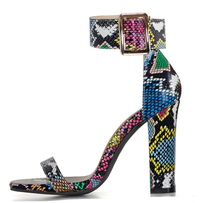 Open Toe Hollow Pattern Thick High Heel