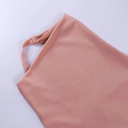 Satin Dress V Neck Backless Mini Sleeveless
