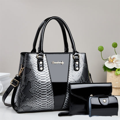 Shoulder Bag With A Snakeskin Pattern Tote Handbag