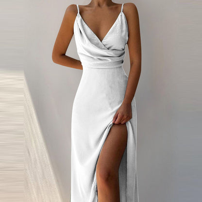 V-Neck Slit Sling Dress Summer 