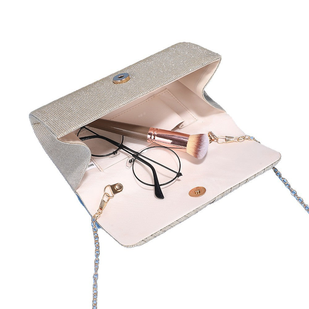 Elegant Striped Bag With Chain Shoulder Strap
