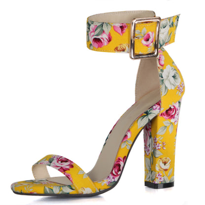 Open Toe Hollow Pattern Thick High Heel