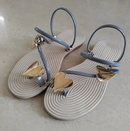 Summer Love Decorative Button Flat Sandals