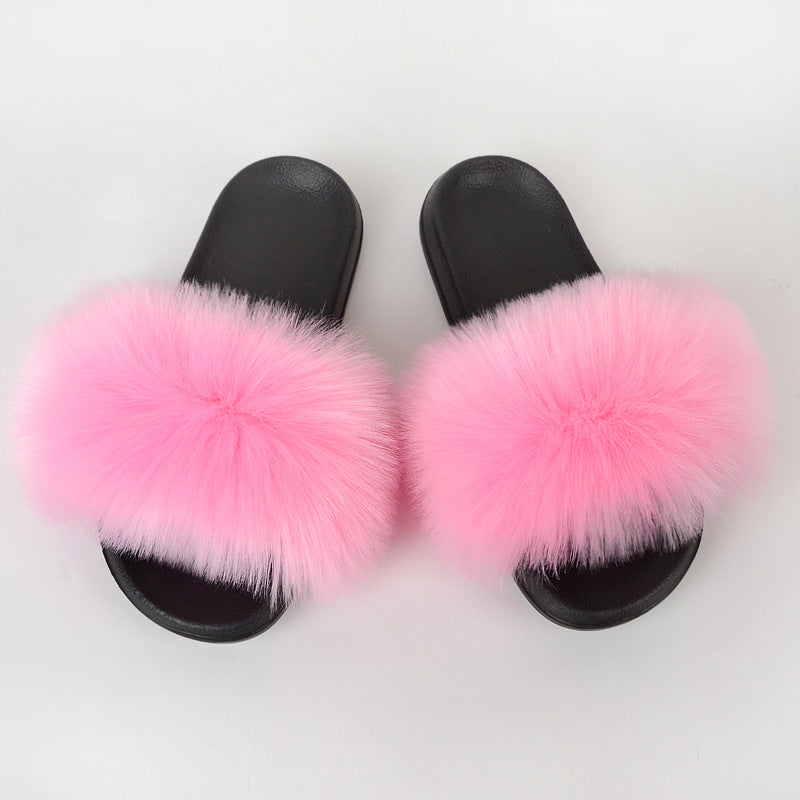 Faux Fox Fur Slippers