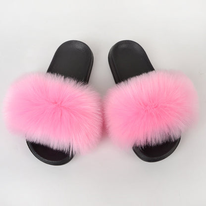 Faux Fox Fur Slippers