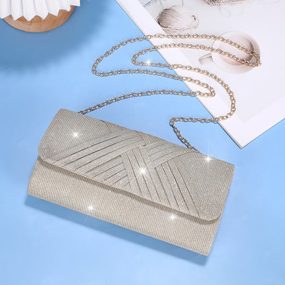 Elegant Striped Bag With Chain Shoulder Strap