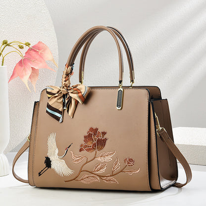 Chinese-Style National-Flair Embroidered Crane Bag