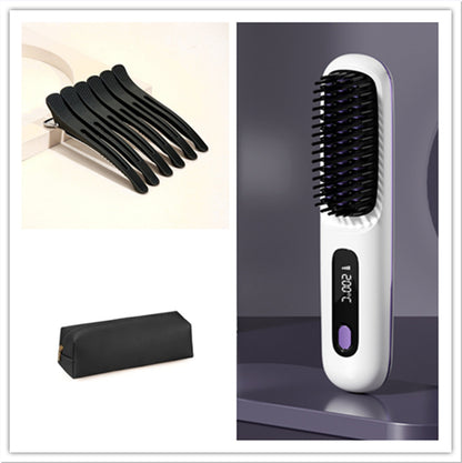2 In 1 Straight Hair Comb Wireless Hair Straightener Brush Hair Fast Heating