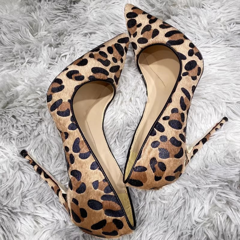 Suede Leopard Print High Heels For Women