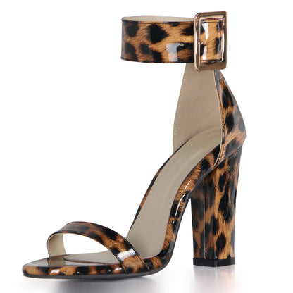 Open Toe Hollow Pattern Thick High Heel